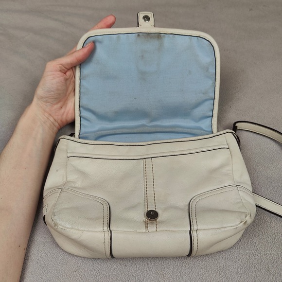 Vintage Y2K‎ Coach Hadley Leather Field Bag White Leather Crossbody Small Flap - Picture 11 of 15
